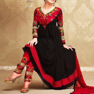 Embroidered Black Chiffon Frock