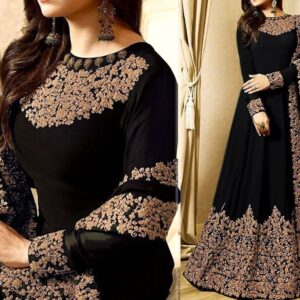Embroidered Black Chiffon Maxi