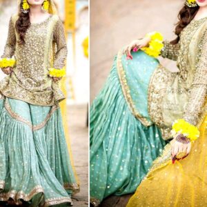 Elegant Embroidered Net Dress with Chiffon Dupatta