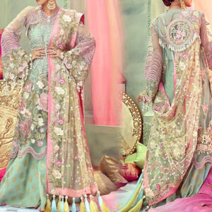 Luxury Embroidered Net Bridal Dress with Embroidered Net Dupatta