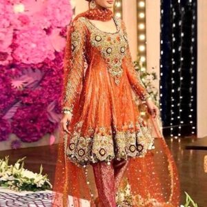 Heavy Embroidered Net Dress with Inner