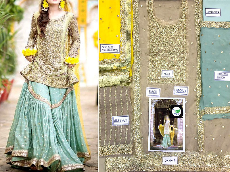 Elegant Embroidered Net Dress with Chiffon Dupatta - Image 2