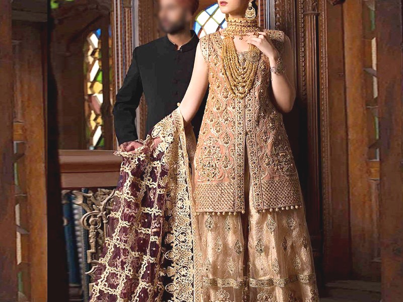 Luxury Heavy Handwork Embroidered Chiffon Bridal Dress